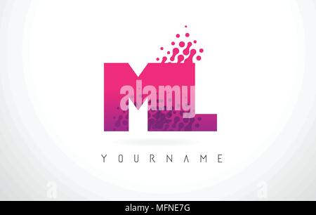 Ml M L Letter Logo With Pink Letters And Purple Color Particles Dots Design Stock Vector Image Art Alamy