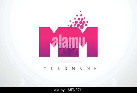 MM M M Dots Letter Logo with Purple Pink Magenta Bubbles Texture Vector ...
