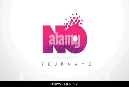 NO N O Dots Letter Logo with Purple Pink Magenta Bubbles Texture Vector ...