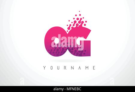 OG O G Dots Letter Logo with Purple Pink Magenta Bubbles Texture Vector ...