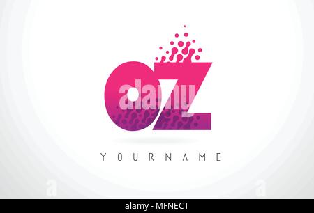 OZ O Z Dots Letter Logo with Purple Pink Magenta Bubbles Texture Vector ...