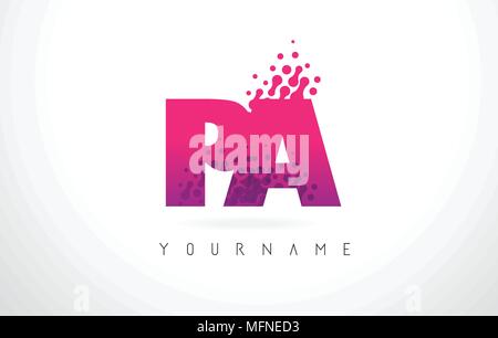 PA P A Dots Letter Logo with Purple Pink Magenta Bubbles Texture Vector ...