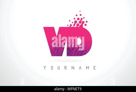 Purple Pink VD V D Letter Logo Design with Ink Watercolor Splash Spill ...