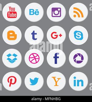 Social media icon collection with web site icon buttons Stock Vector