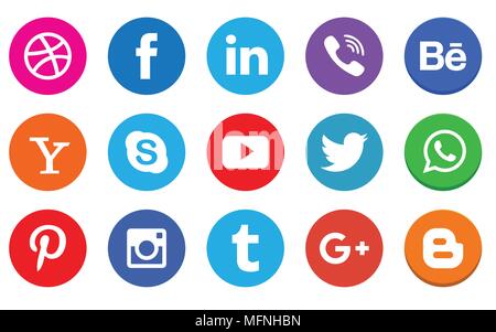 Social media icon collection with web site icon buttons Stock Vector