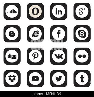 Social media icon collection with web site icon buttons Stock Vector