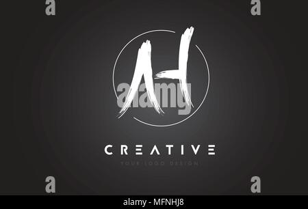 AH Brush Letter Logo Design with Black Circle. Creative Brushed Letters ...
