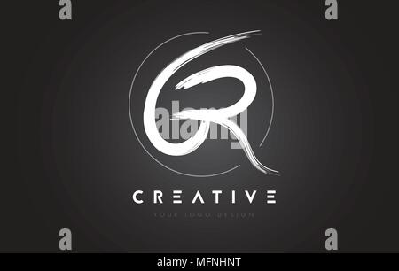 GR Brush Letter Logo Design. Artistic Handwritten Brush Letters Logo Concept Vector. Stock Vector