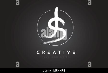 JS Artistic Letter Logo Design with Creative Serif Font in Black and ...