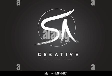 SA Artistic Letter Logo Design with Creative Serif Font in Black and ...