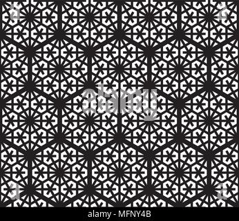 Seamles geometric ornament based kumiko in black and white Stock Vector