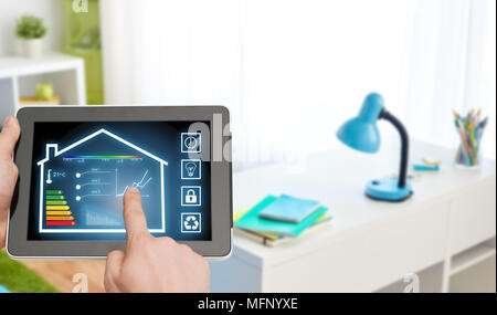 tablet pc with smart home settings on screen Stock Photo
