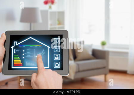 tablet pc with smart home settings on screen Stock Photo