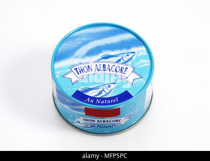 Can of Thuna Fish against White Background Stock Photo