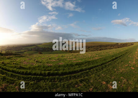 Smiling landscape near Compton Abbas in autumn, Dorset, England. Stock Photo