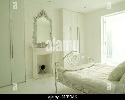 Modern Neutral Bedroom Bed Built In Wardrobes Brown Headboard