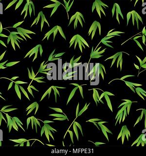 Seamless Background, Bamboo Leaves Stock Vector
