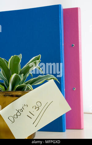 Close-up of a post it note with a potted plant   Ref: CRUSC 10020 017  Compulsory Credit: Staurt Cox / Photoshot Stock Photo