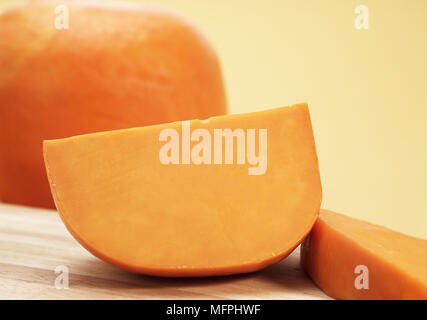 French Cheese called Mimolette, Cheese made from Cow's Milk Stock Photo