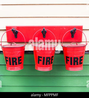 Red Fire Buckets Stock Photo