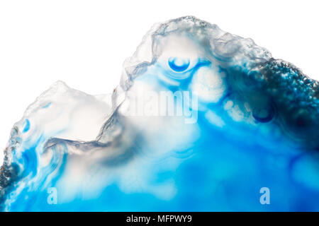 Abstract background, blue agate slice mineral isolated on white Stock Photo