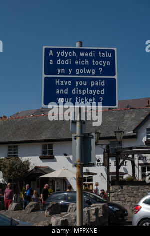 Pay and Display parking sign. Llandudno. Conwy. Wales. Stock Photo