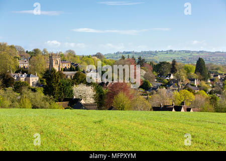 View over Cotswold village of Blockley and countryside in spring. Stock Photo