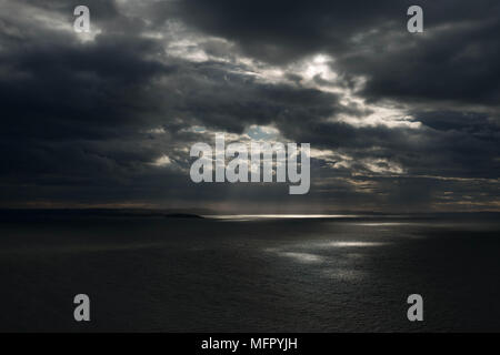 Dramatic evening sky over Irish Sea near The Great Orme. Conwy. Wales Stock Photo