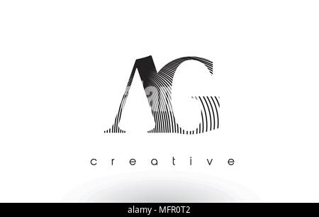 AG Logo Design With Multiple Lines. Artistic Elegant Black and White Lines Icon Vector Illustration. Stock Vector