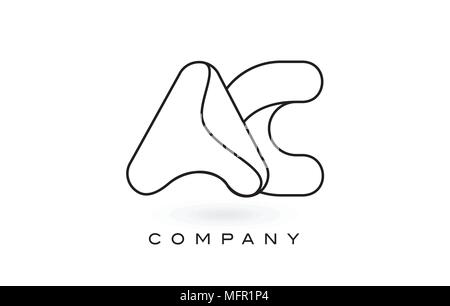 AC Monogram Letter Logo With Thin Black Monogram Outline Contour. Modern Trendy Letter Design Vector Illustration. Stock Vector