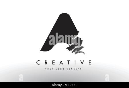 D Brushed Letter Logo. Black Brush Letters design with Artistic Brush ...