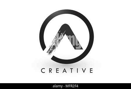 T Brushed Letter Logo. Black Brush Letters design with Artistic Brush ...