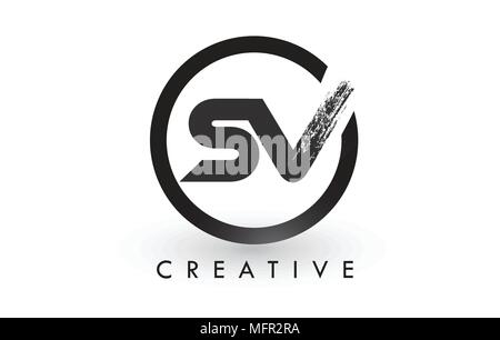 SV Brush Letter Logo Design with Red Circle. Creative Brushed Letters ...