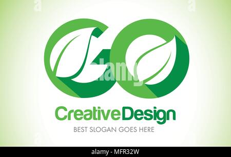 GO Green Leaf Letter Design Logo. Eco Bio Leaf Letters Icon Illustration Vetor Logo. Stock Vector