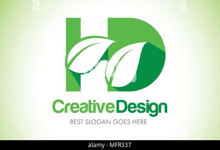 HD Green Leaf Letter Design Logo. Eco Bio Leaf Letters Icon Illustration Vetor Logo. Stock Vector