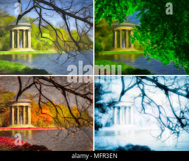 FOUR SEASONS CONCEPT: The Apollo Temple in the grounds of  Nymphenburg Palace Stock Photo