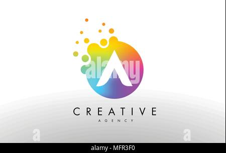 A Rainbow Dots Letter Logo. Letter Design Vector with Colorful Dots Bubbles. Stock Vector