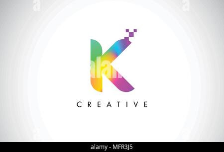 K Colorful Logo Letter Design Vector. Creative Rainbow Gradient Letter Icon Illustration. Stock Vector