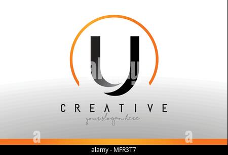 U Letter Logo Design with Black Orange Color. Cool Modern Icon Letters Logo Vector. Stock Vector