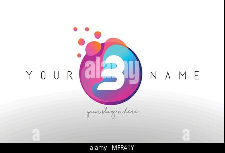 B Dots Letter Logo With Bubbles. A Letter Design Vector with Vibtant Blue Orange Magenta Colors Particles Shapes. Stock Vector