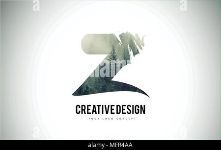 A Letter Brush with Forest Fog Texture. Forest Trees Letter Logo Design ...