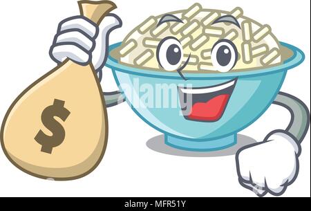 With money bag rice bowl mascot cartoon Stock Vector