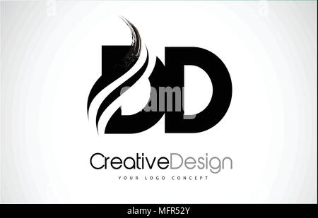 Black and white DD Letters logo with negative space. Letters D and D ...