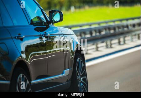 Car Driving on the Highway. Transportation Concept Photo. Stock Photo