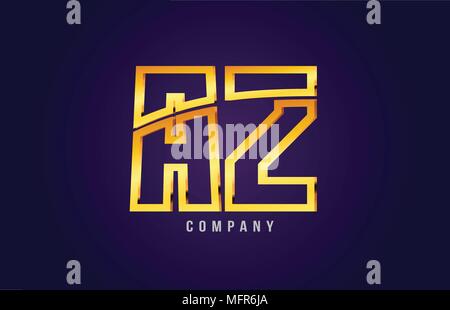 gold golden alphabet letter az a z logo icon combination design ...