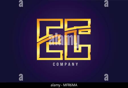 gold golden EC combination alphabet bold letter logo with dots. Joined ...