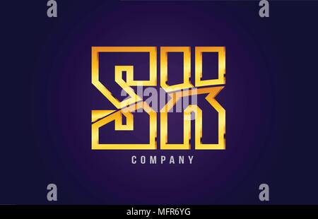 combination letter sx s x gold golden alphabet logo icon design with ...