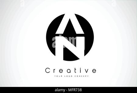 AT Letter Logo Design inside a Black Circle. Creative Lettering Logo ...