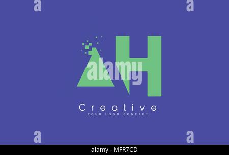 AH Letter Logo Design With Negative Space Concept in Blue and Green Colors Vector Stock Vector