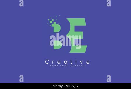 BE Letter Logo Design With Negative Space Concept in Blue and Green Colors Vector Stock Vector